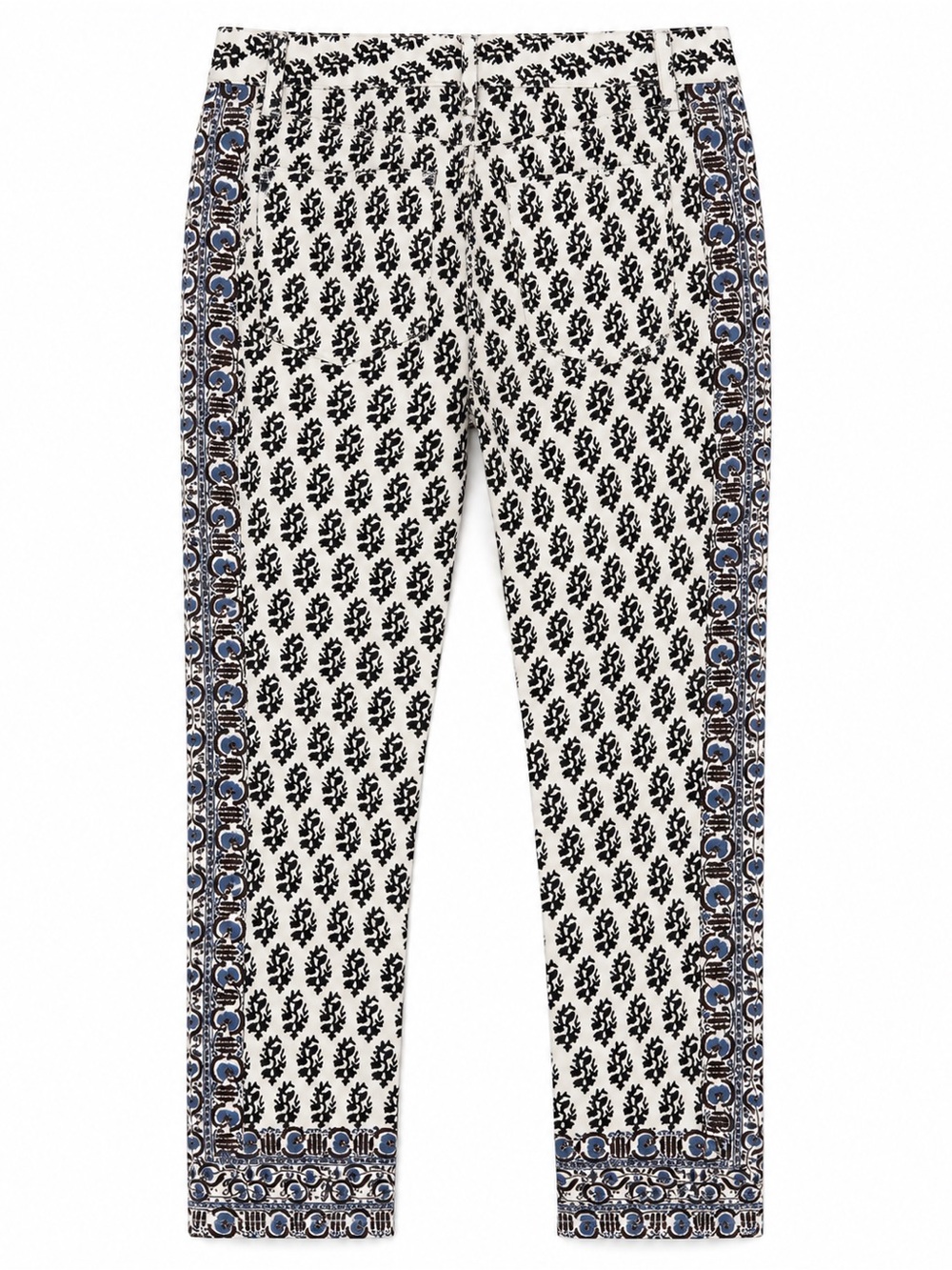 Tory Burch Reya Cropped Straight Leg Jeans Womens 29 Ivory Guru Border NWT Print - Picture 3 of 10